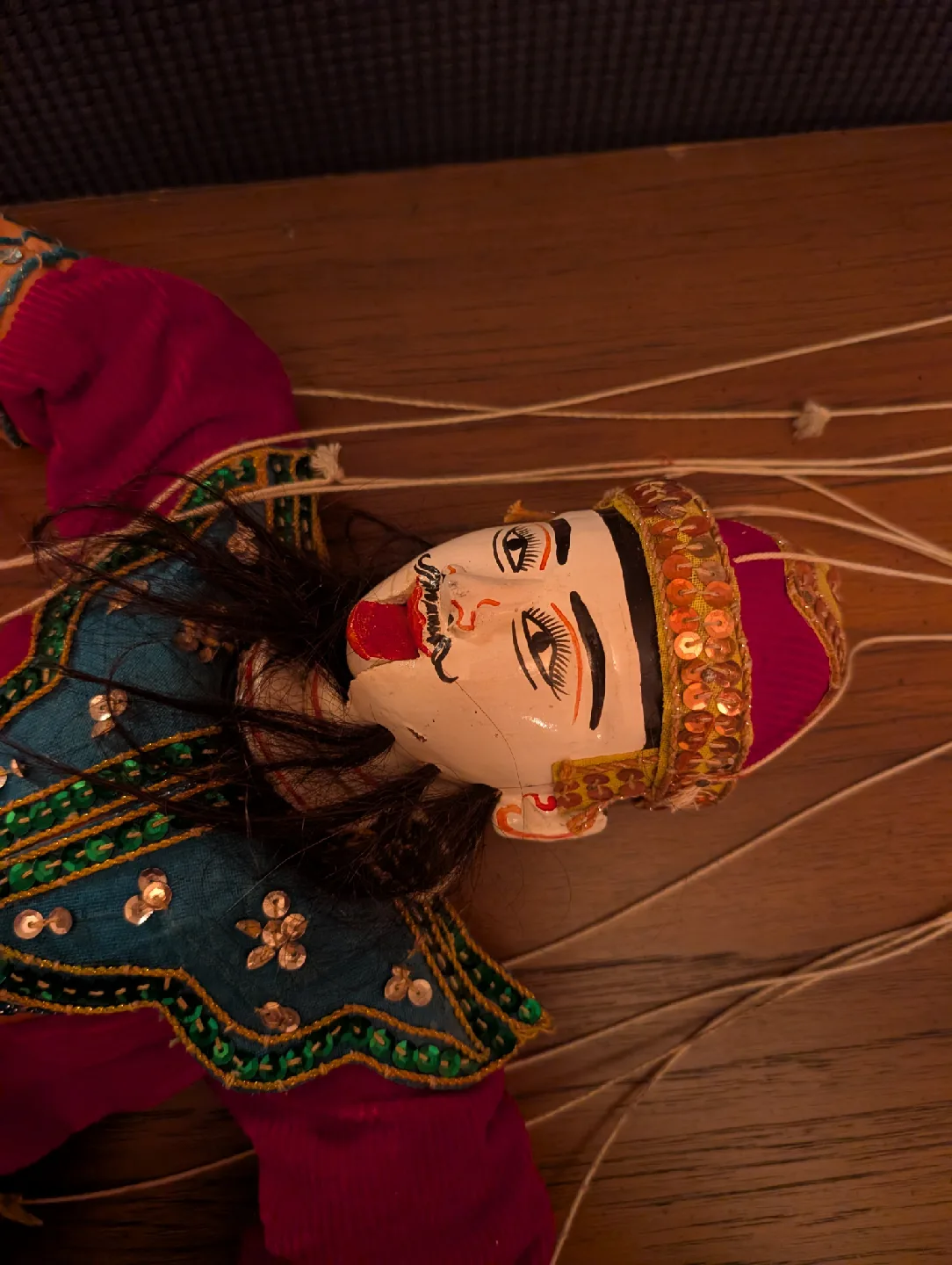 Vintage Burmese marionette String Puppet handcrafted and painted image indicator(3)