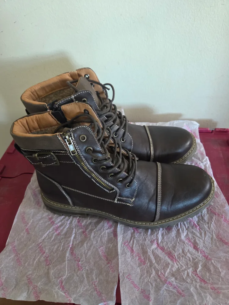 Men's Brown Leather Ankle Bootssize 12 image indicator(2)