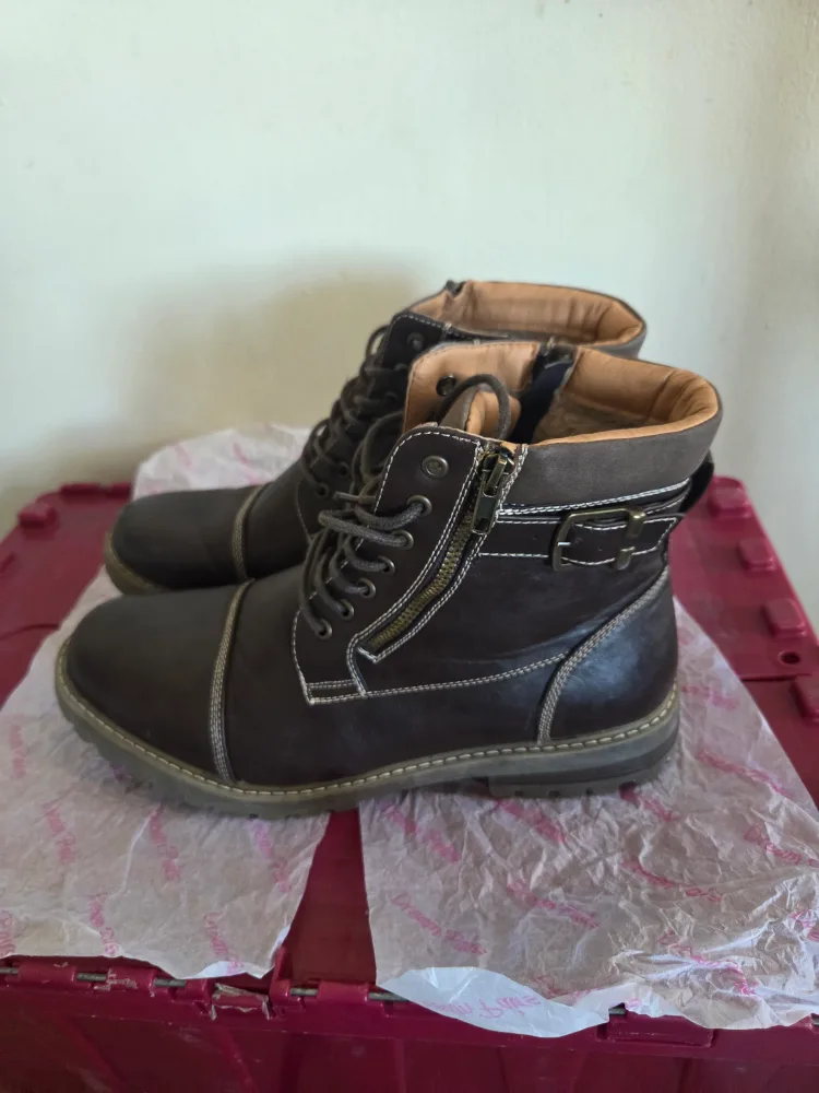 Men's Brown Leather Ankle Bootssize 12 image indicator(4)