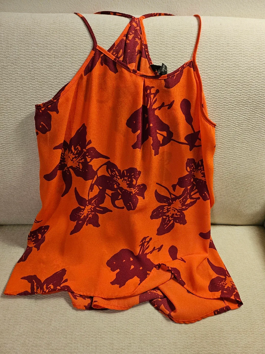Banana Republic Petite S Orange Floral Tank Top thumbnail