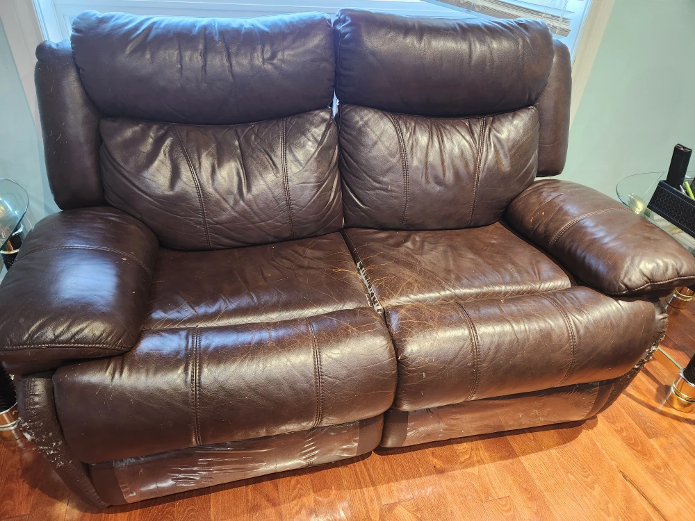 Brown Leather Reclining Sofa