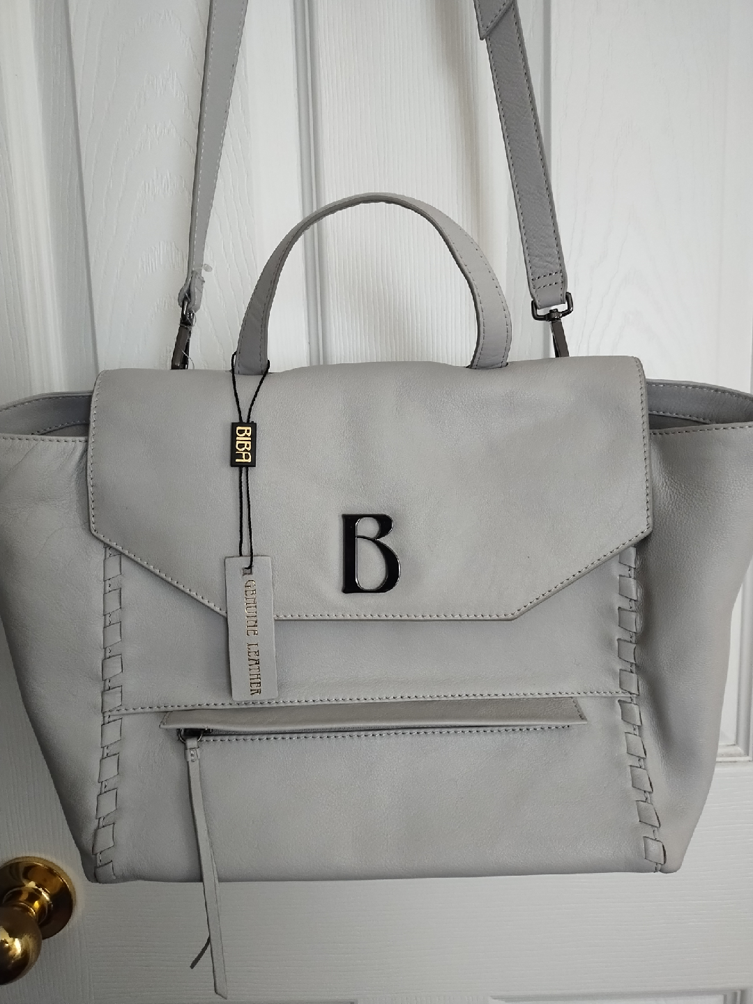 Bosca Genuine Leather Grey Handbag - photo 3