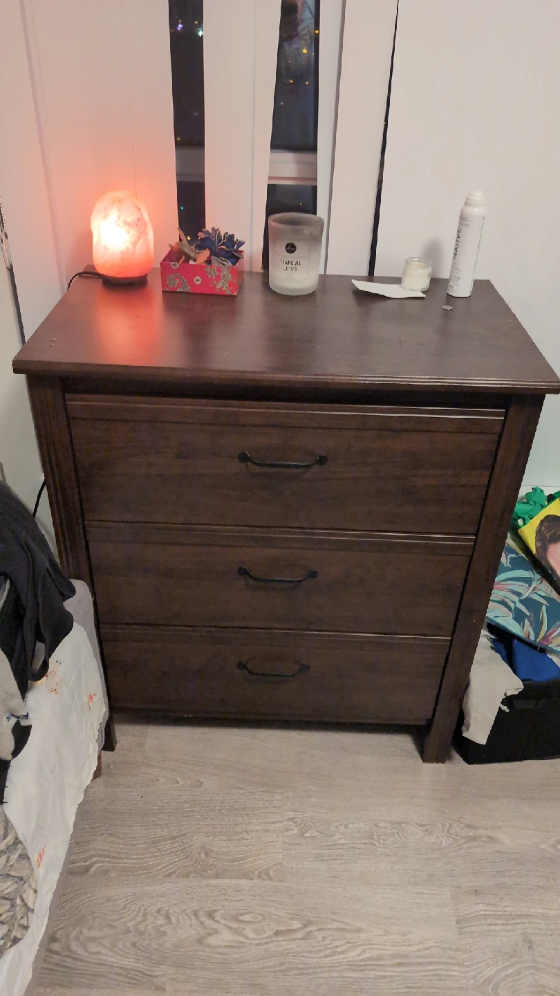 Brown Wood 3-Drawer Dresser