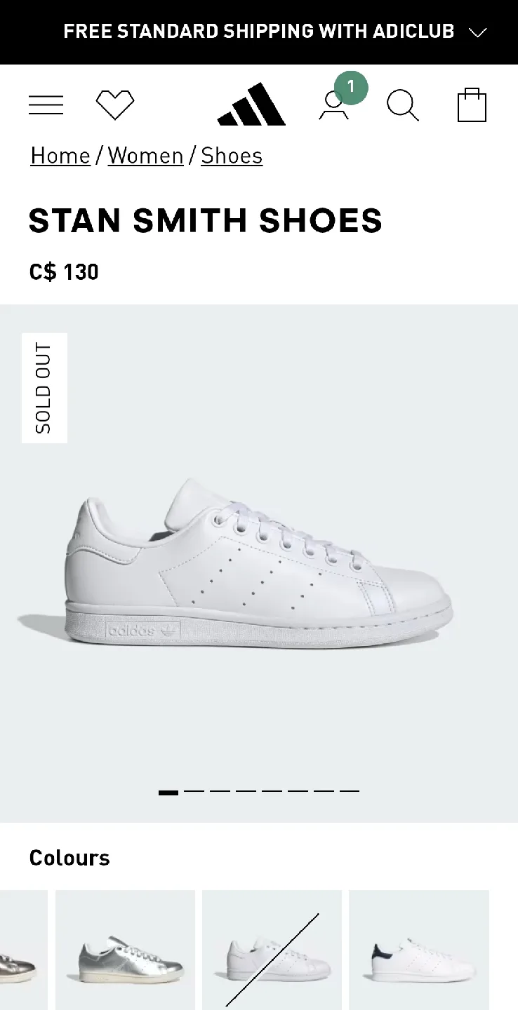 Great Condition- White ADIDAS 'Stan Smith' Womens Shoes Size 8 image indicator(7)