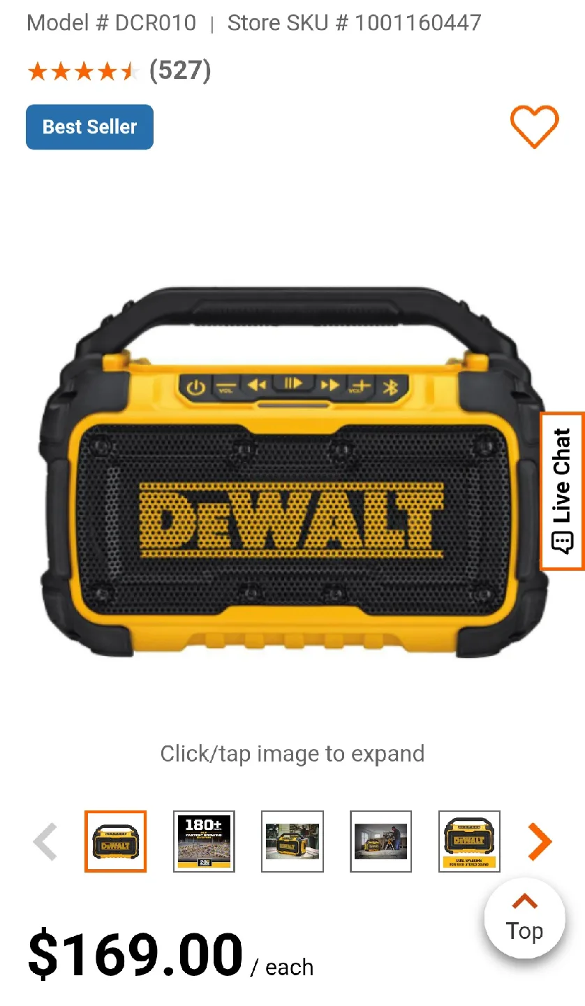 DeWalt DCR010 Jobsite Bluetooth Speaker (Tool Only) image indicator(2)