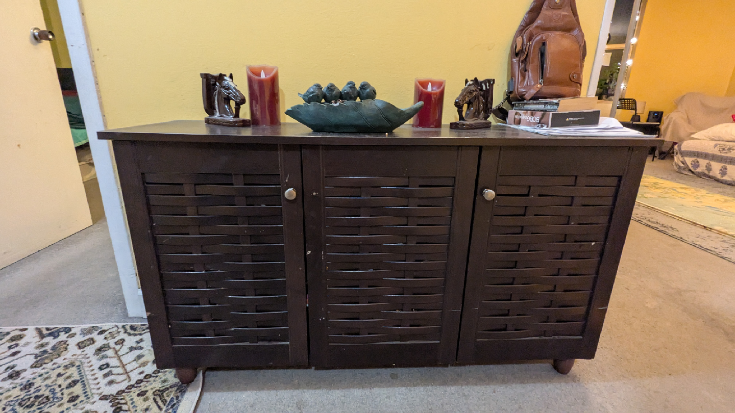 3-Door Brown Wooden Shoe Cabinet