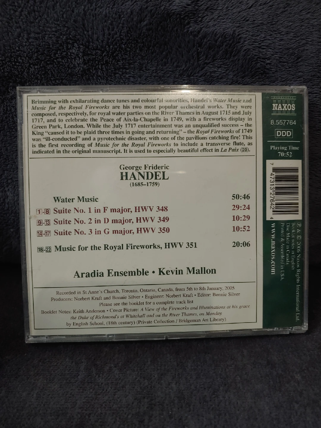 Handel Water Music & Royal Fireworks CD - photo 2