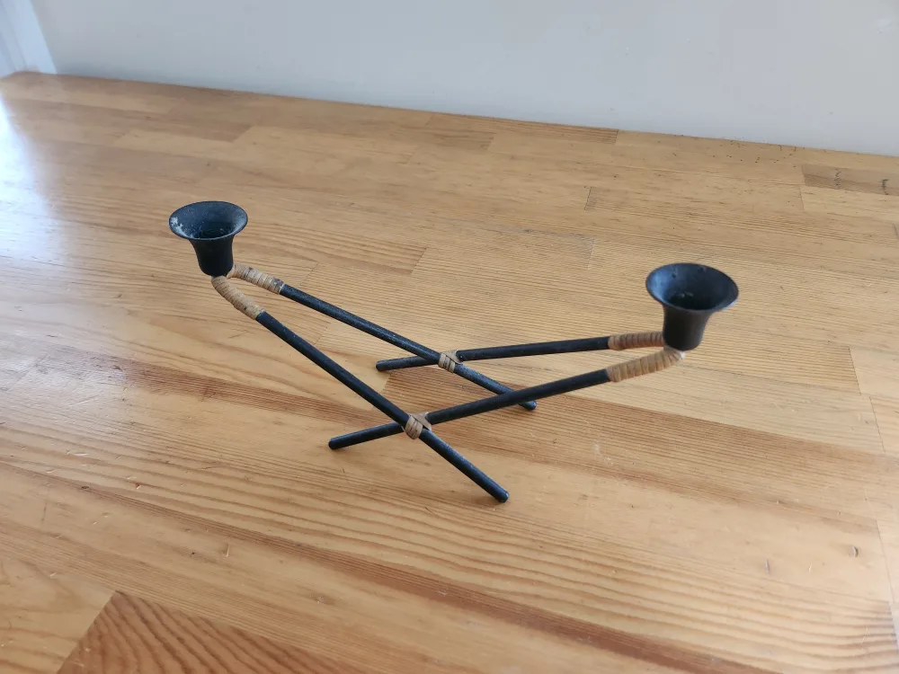 Vintage Danish Metal Cane Candleholder by Laurids Lonborg 1960s image indicator(2)