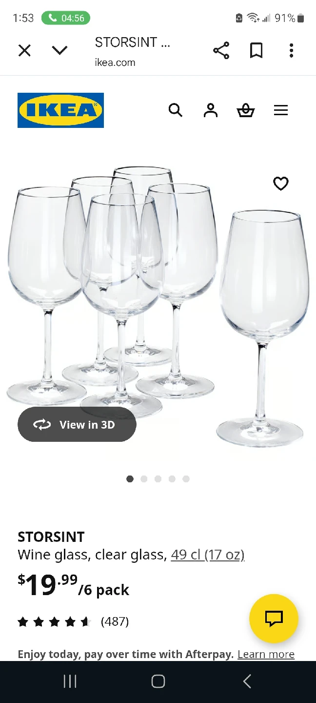 Set of 6 Ikea White Wine Glasses