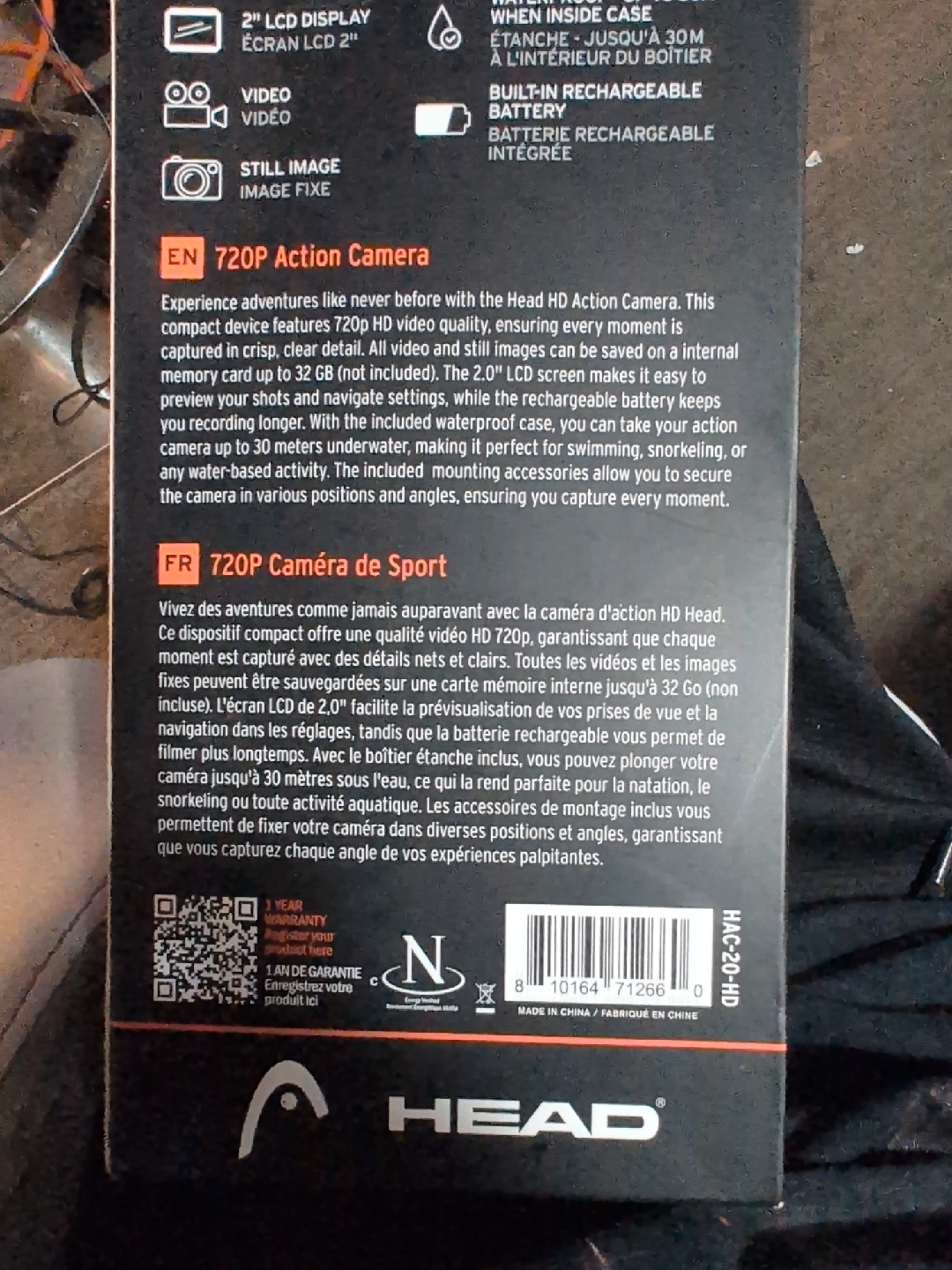 HEAD 720P Action Camera - New in Box!🥕🥕🥕🥕🥕 - photo 2