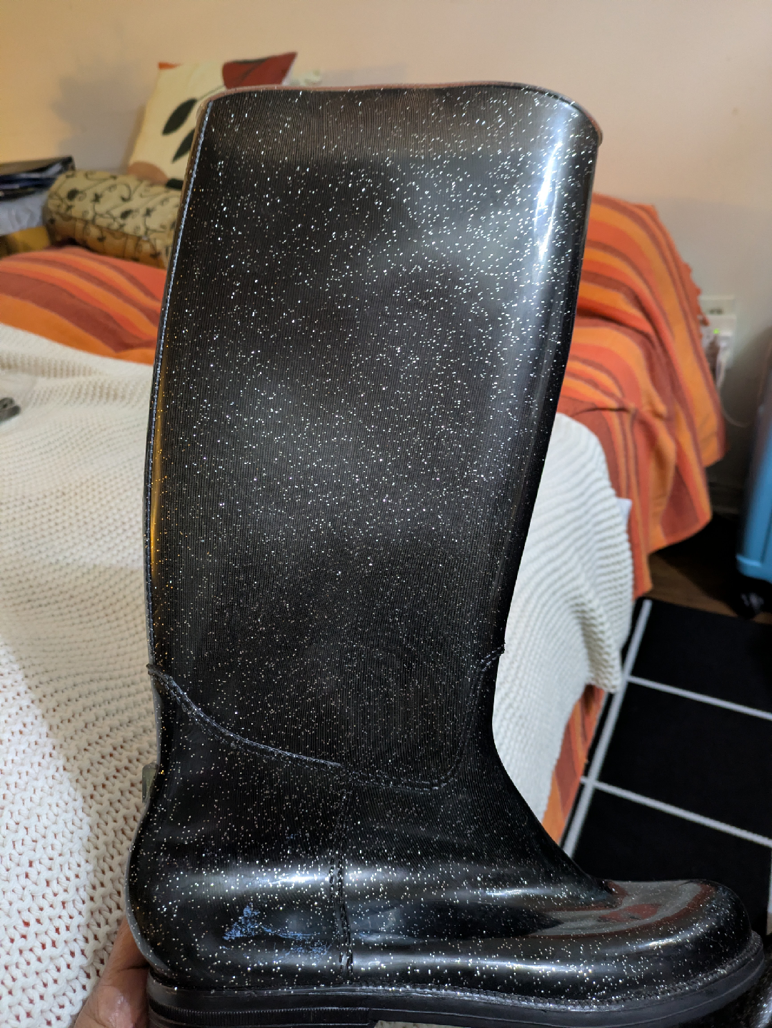 Black Glitter Rain Boots - Size 8 - photo 3