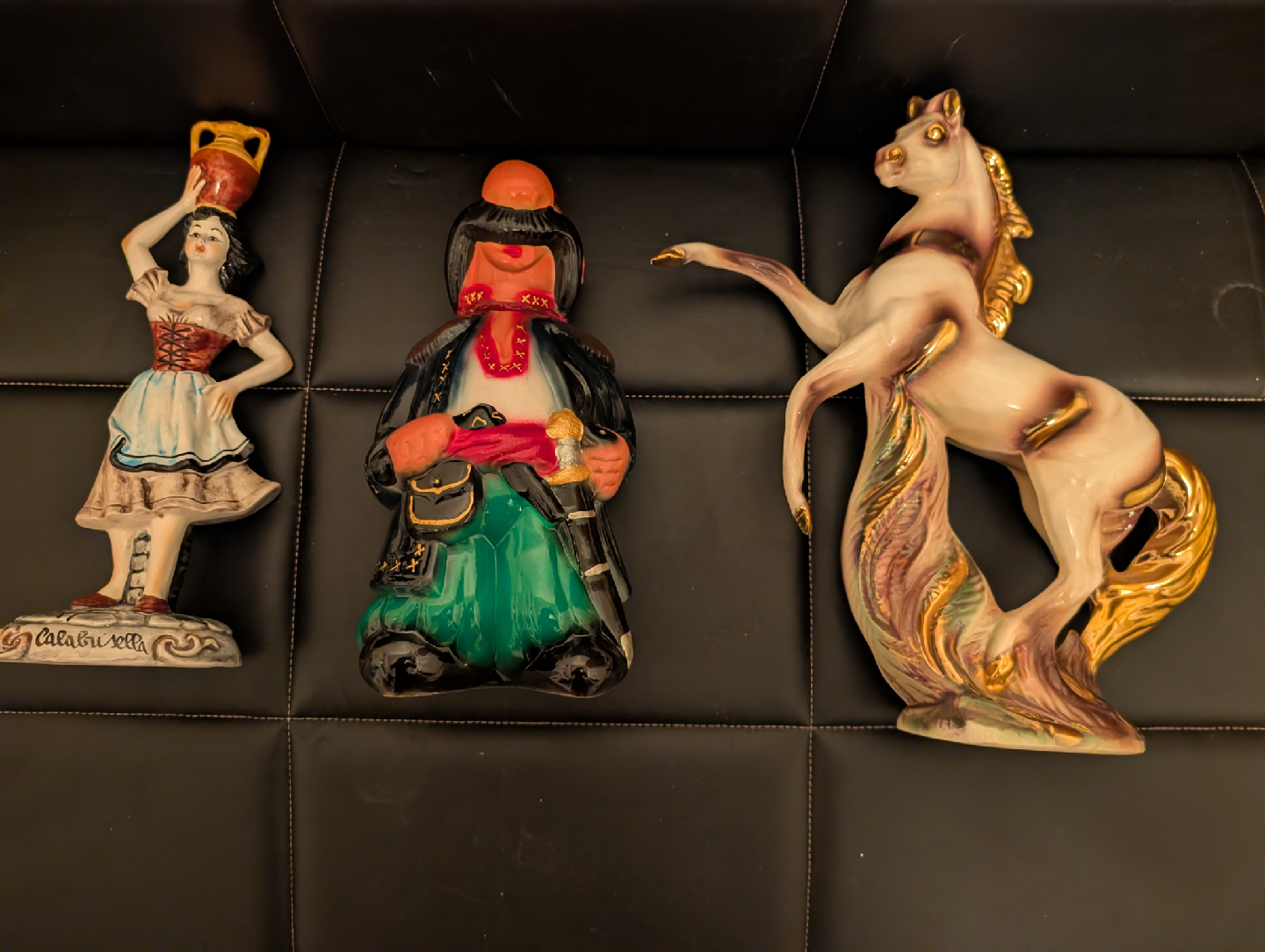 Vintage Ceramic Figurines - Woman, Man, Horse