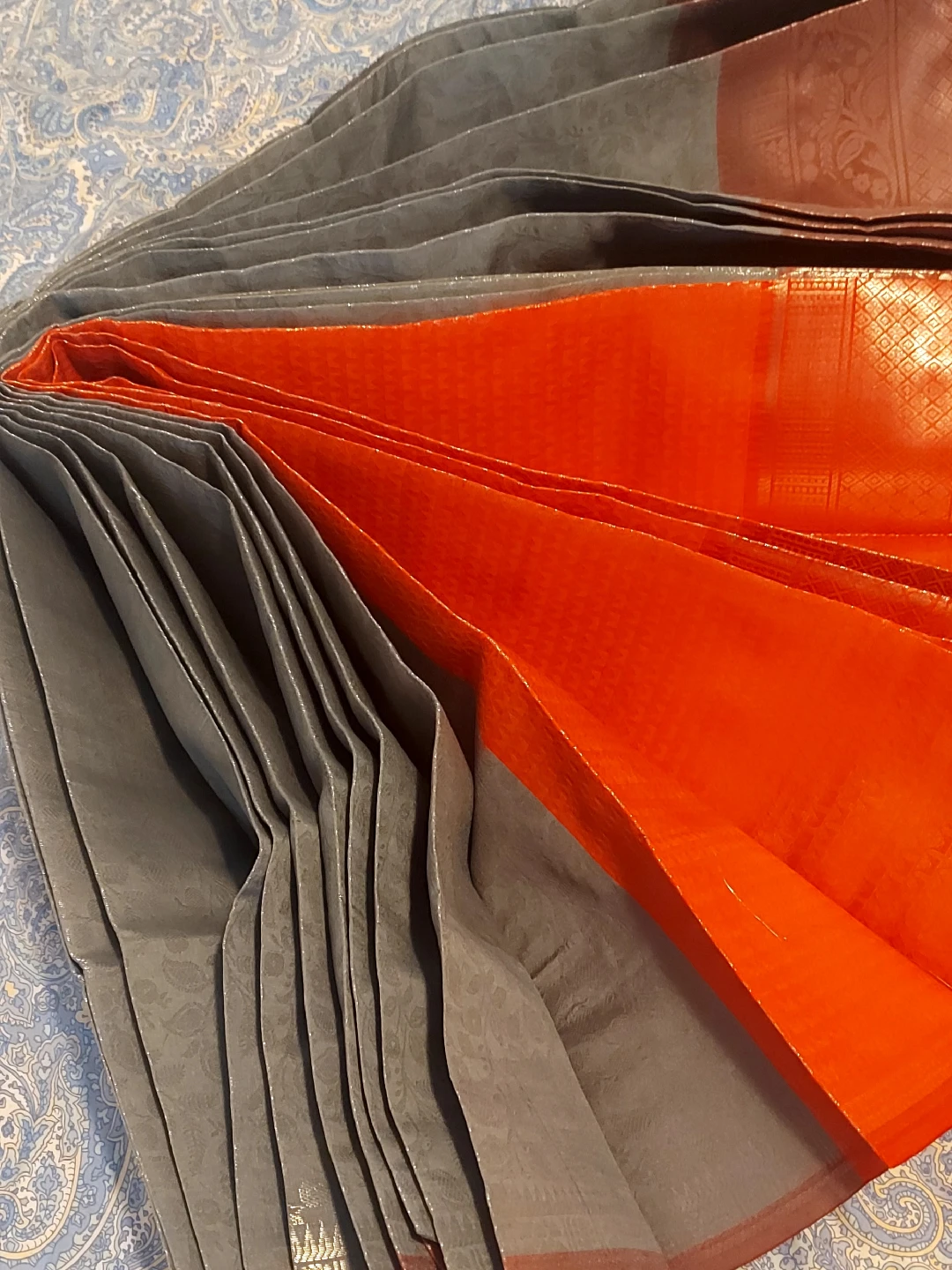 Grey and Orange Saree