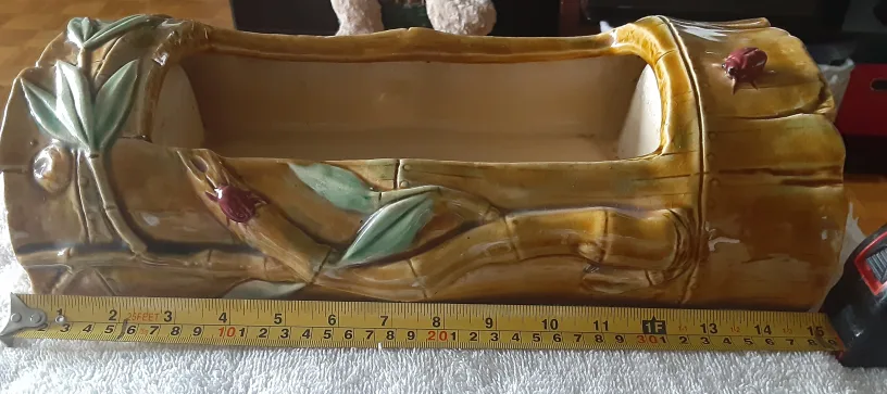 Ceramic Bamboo Log Planter, 15" thumbnail