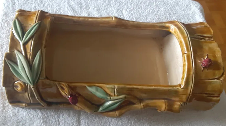 Ceramic Bamboo Log Planter, 15" image indicator(2)