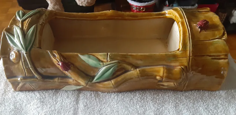 Ceramic Bamboo Log Planter, 15" image indicator(4)