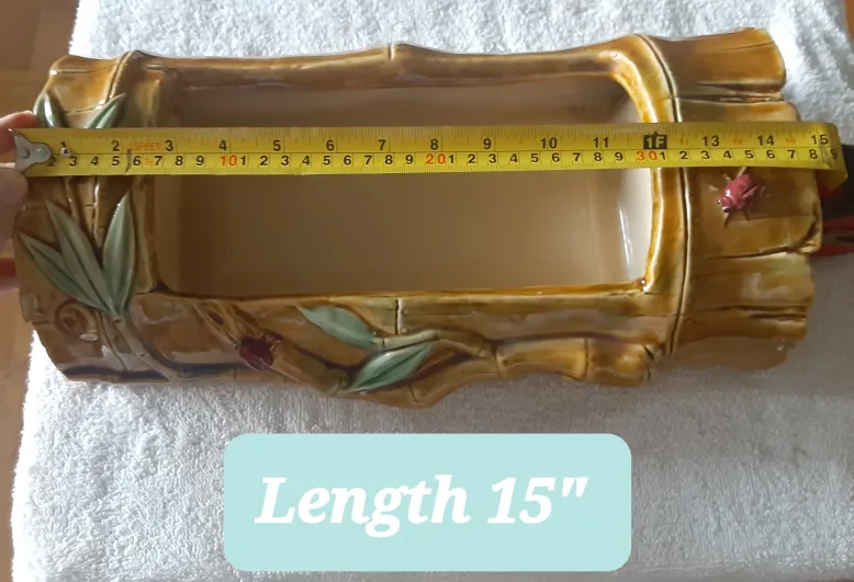 Ceramic Bamboo Log Planter, 15" image indicator(5)