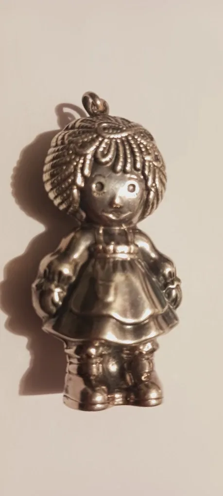Sterling Silver 925 Vintage 1975. Raggedy Ann Doll Pendant thumbnail