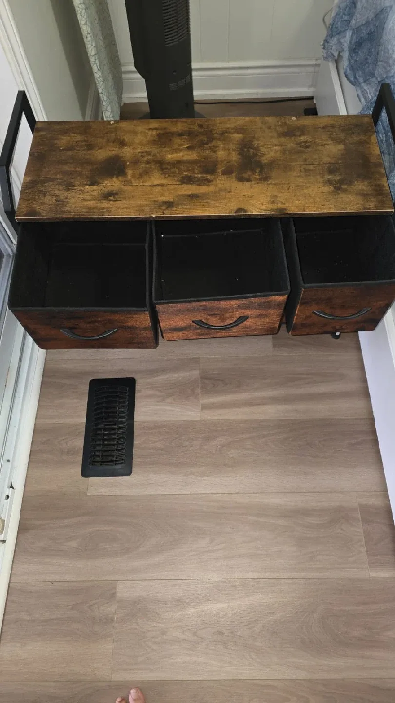 Brown Wood Grain Storage Cabinet with Drawers image indicator(3)