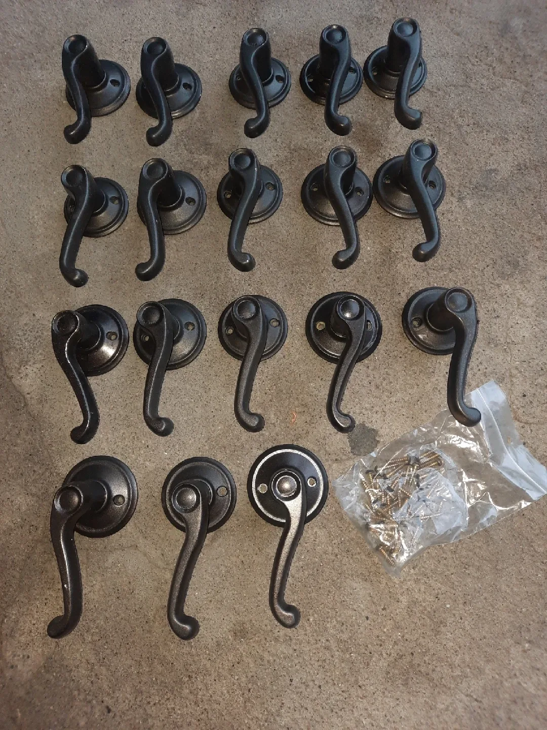 Lot of 18 Black Door Handles with Screws image indicator(2)