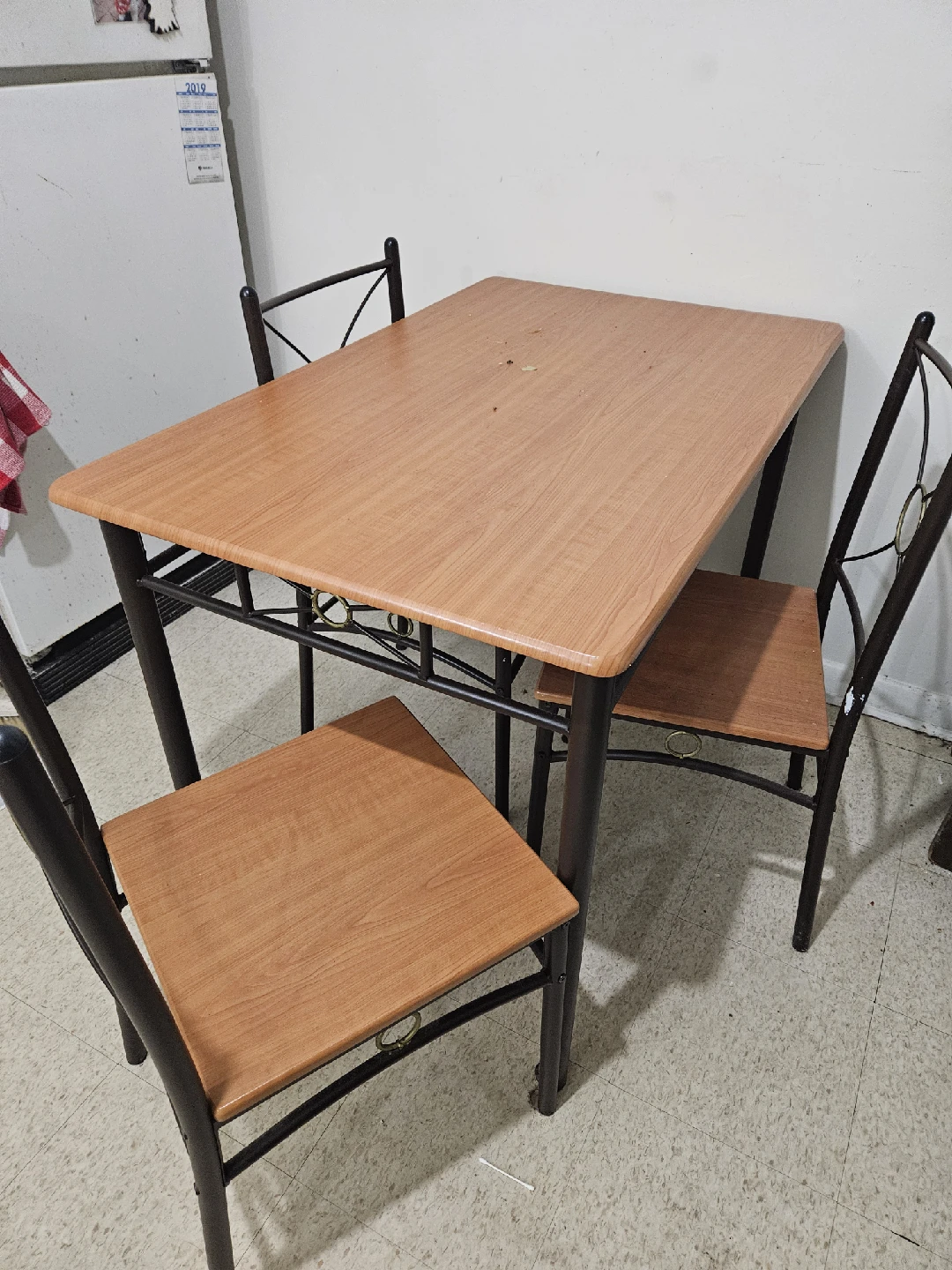 Dining Table Set with 4 Chairs - Wood & Metal