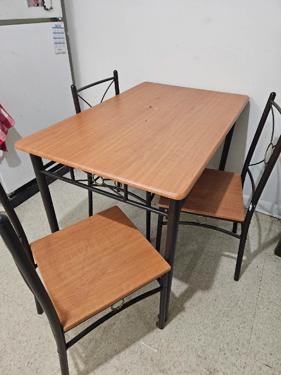 Dining Table Set with 4 Chairs - Wood & Metal
