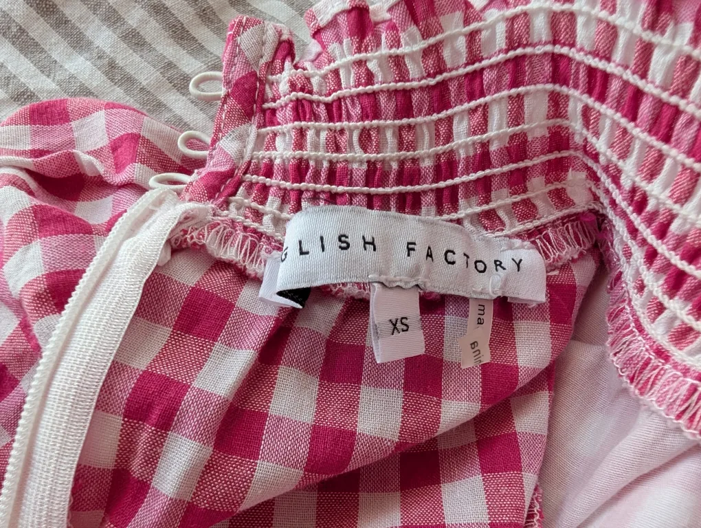 English Factory Pink Gingham Ruffle Top - XS image indicator(3)