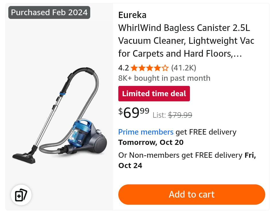 Eureka WhirlWind Bagless Canister Vacuum Cleaner