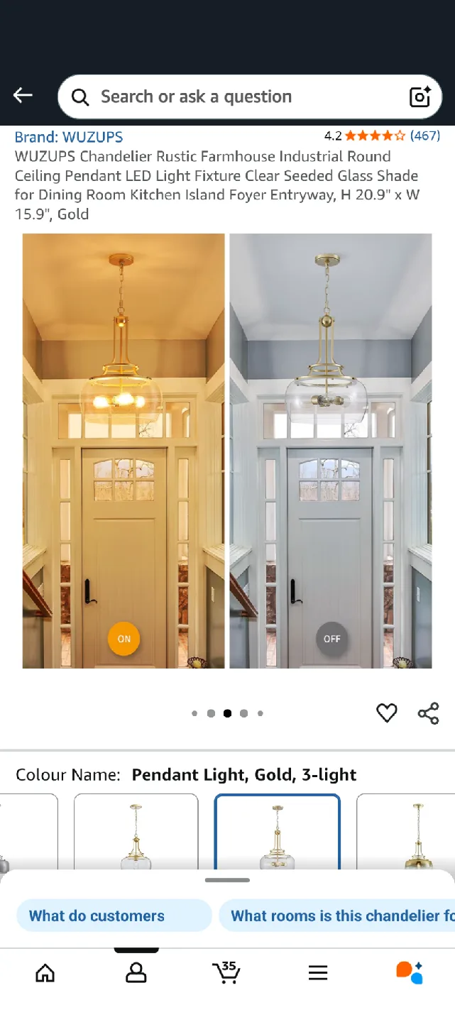 WUZUPS Rustic Farmhouse Chandelier - Gold image indicator(4)