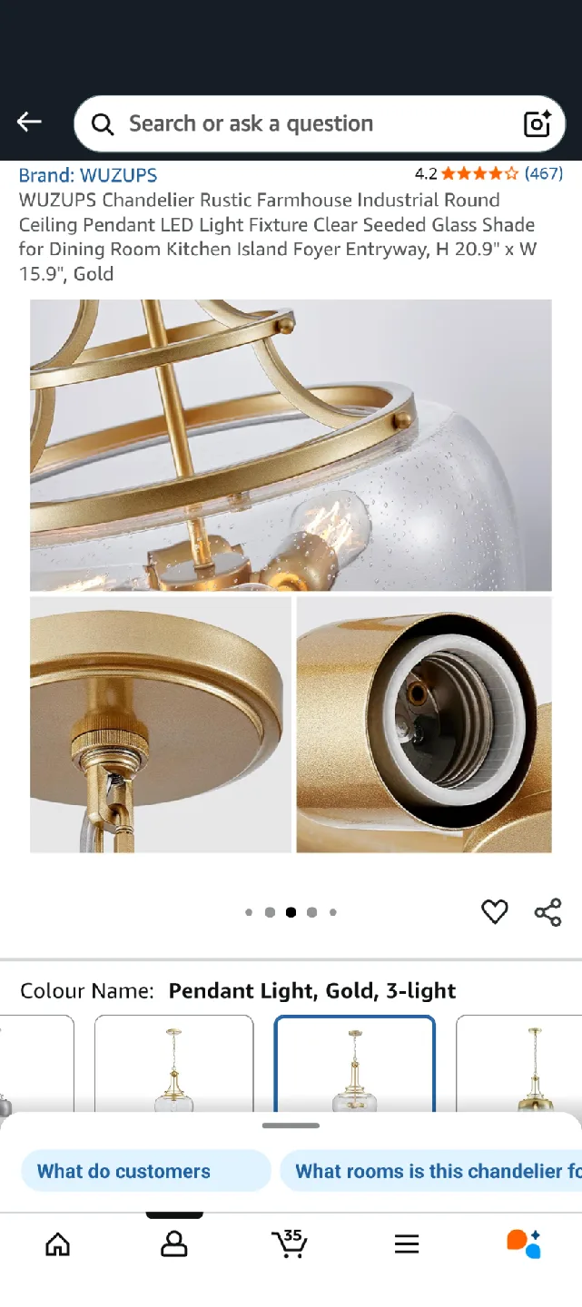 WUZUPS Rustic Farmhouse Chandelier - Gold image indicator(5)