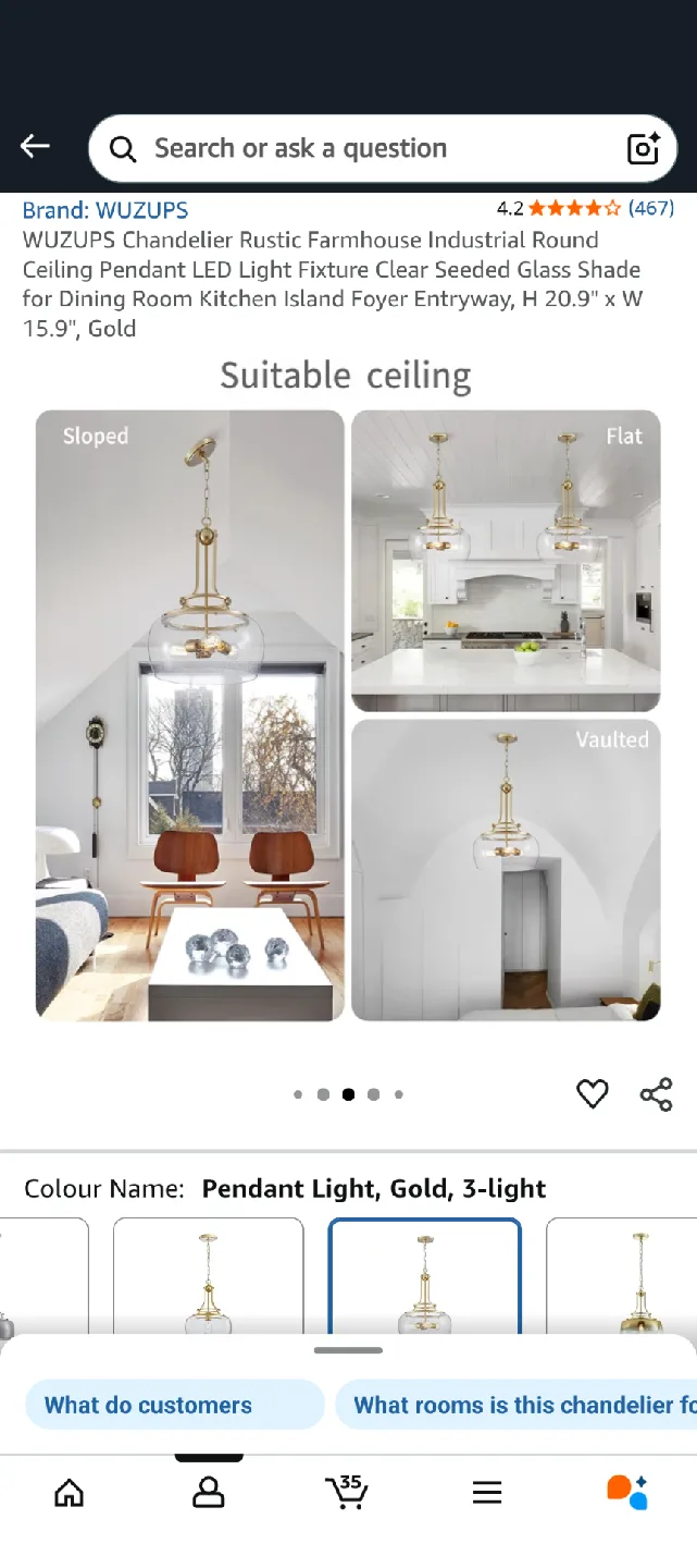 WUZUPS Rustic Farmhouse Chandelier - Gold image indicator(6)