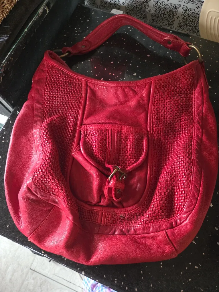 Red Leather Hobo Bag