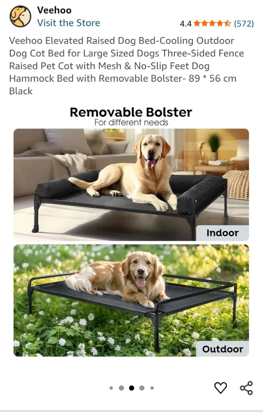Veehoo Elevated Dog Bed - 89 x 56 cm - Black image indicator(2)