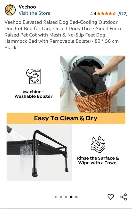 Veehoo Elevated Dog Bed - 89 x 56 cm - Black image indicator(4)