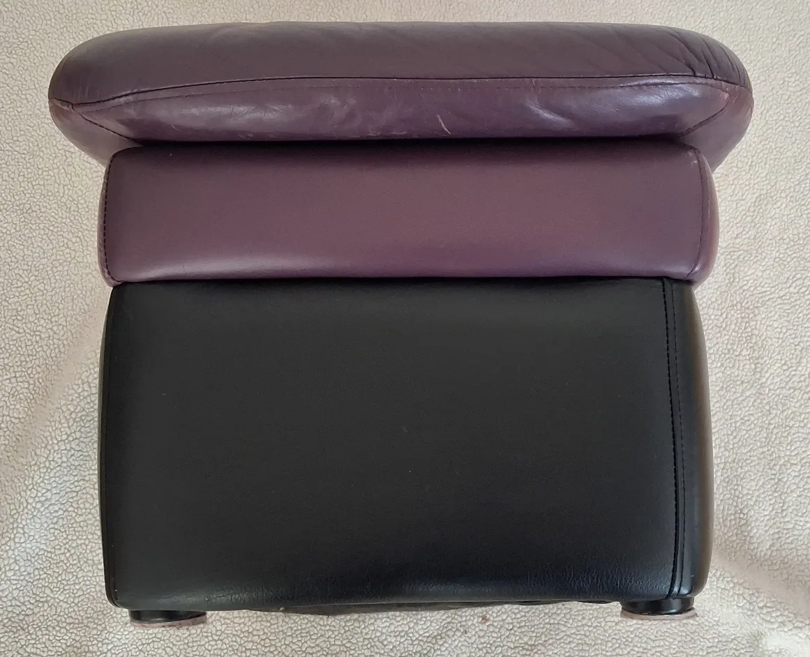 Leather Ottoman Footstool - Purple & Black image indicator(3)