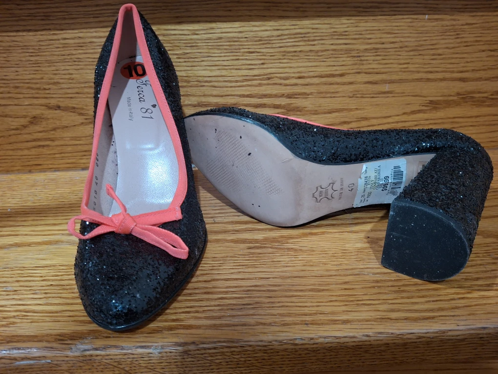 Fiocca 81 Black Glitter Heels - Size 10 - photo 3