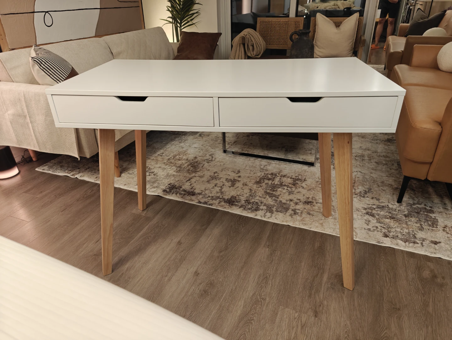 White wooden modern work office computer desk - photo 2