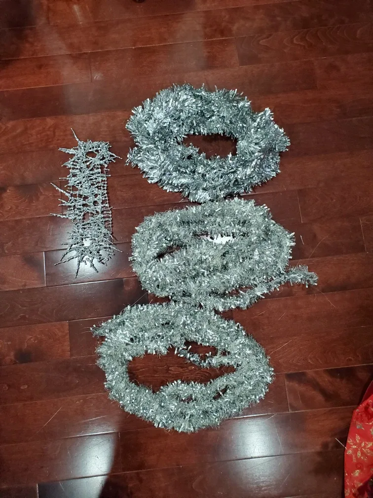 4pc Silver Tinsel Garlands