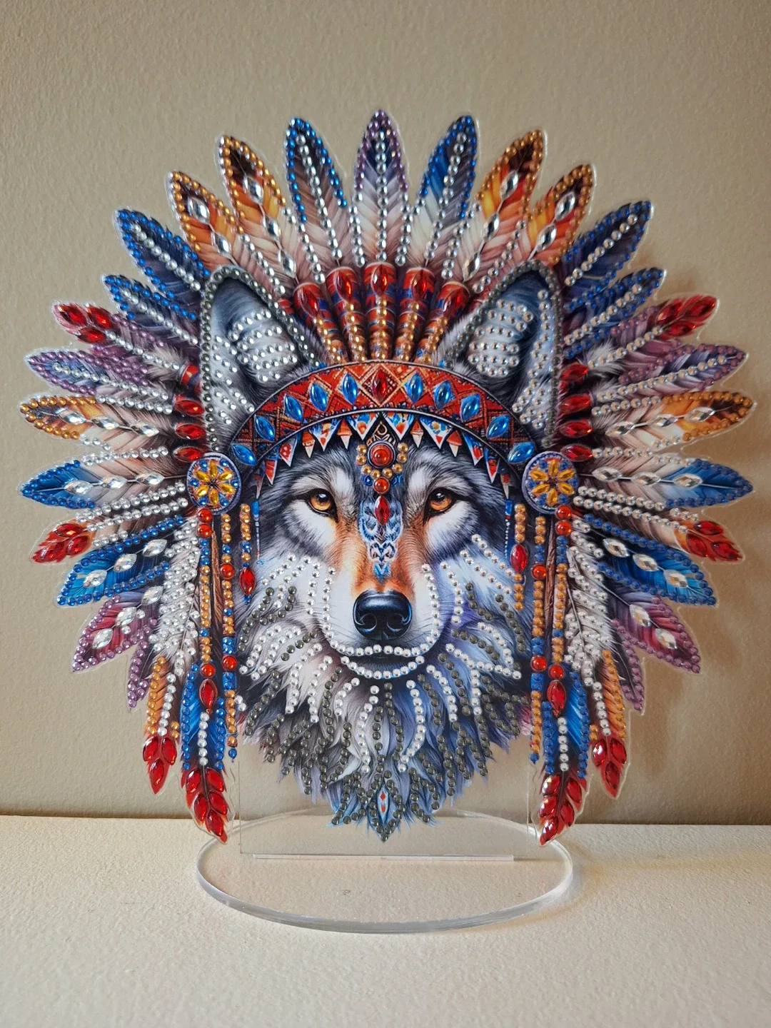 Acryllic Native Wolf Diamond Art