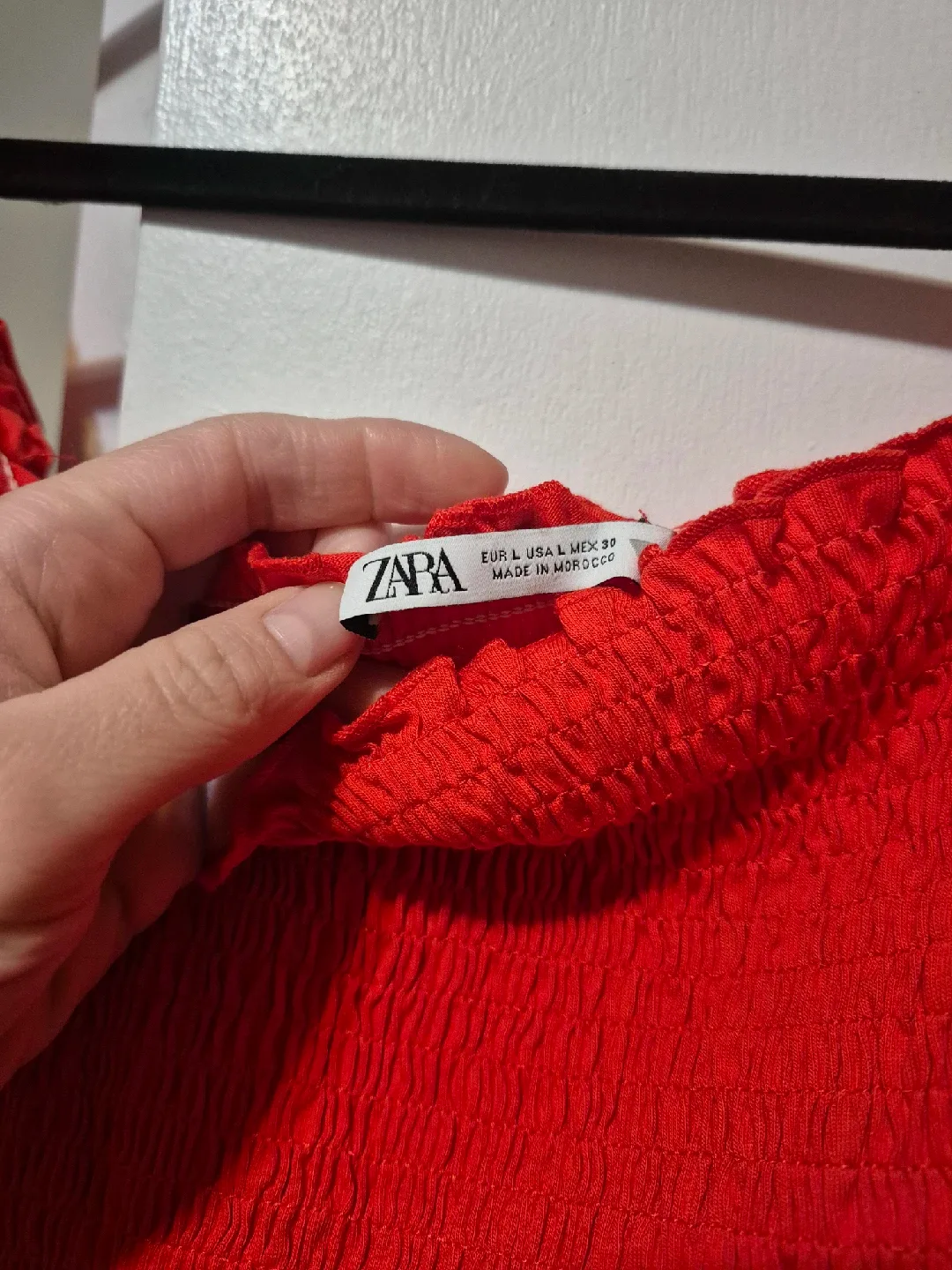 Zara Red Smocked Crop Top - Size small or medium image indicator(2)