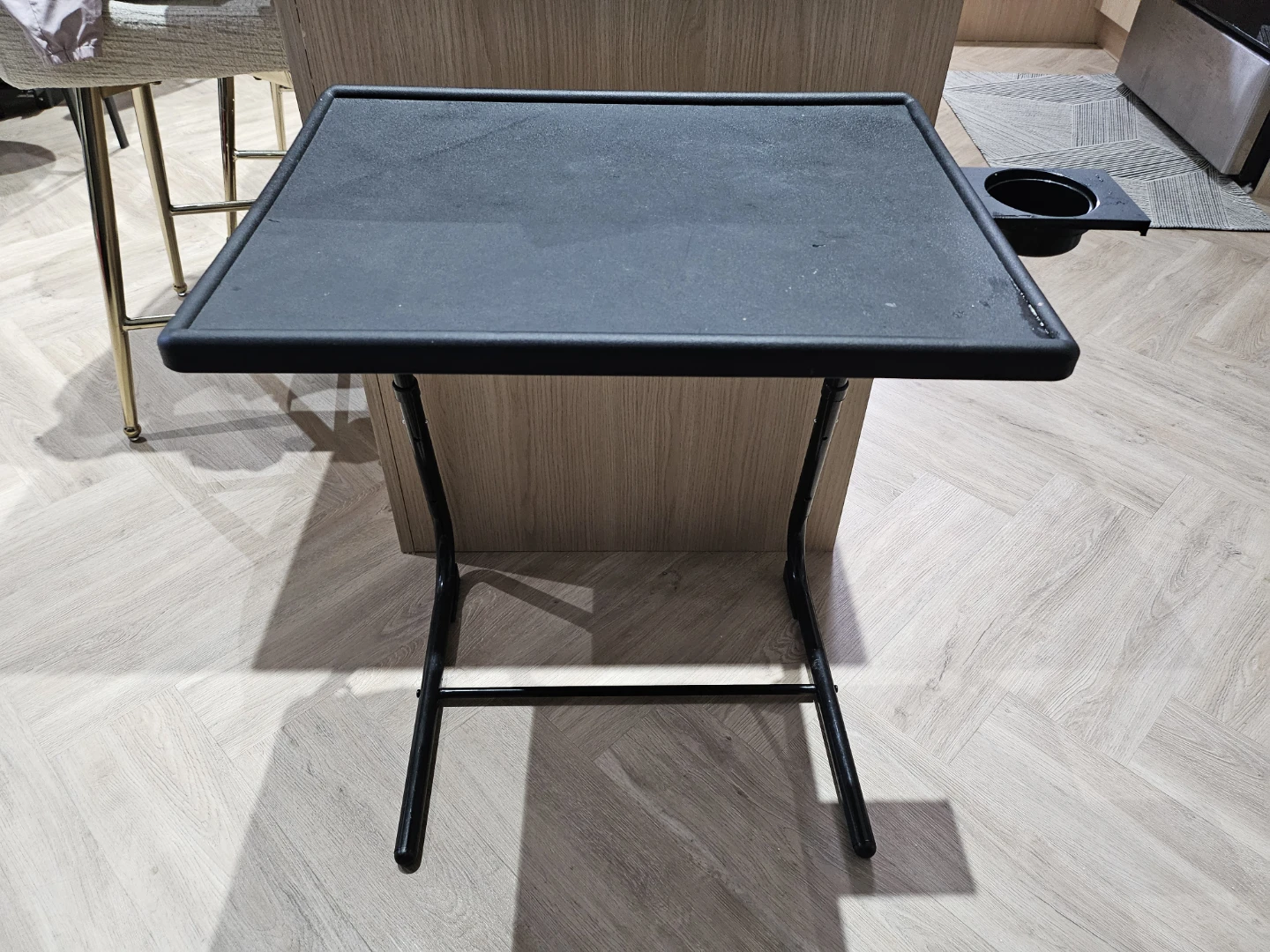 Folding Table with Cup Holder - Black - photo 3