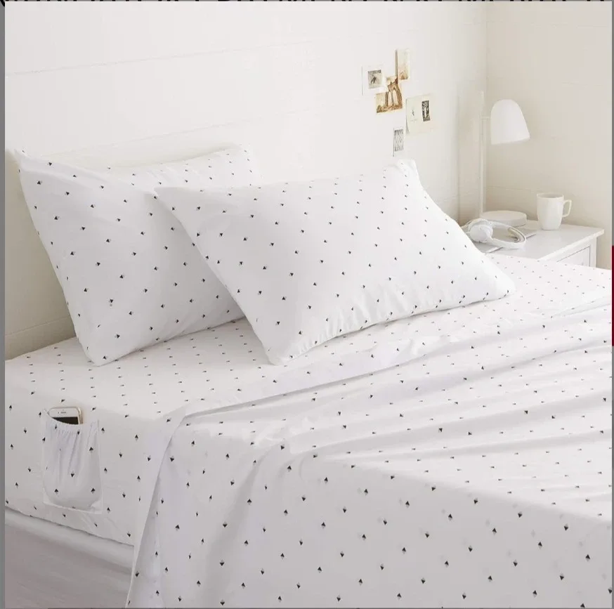 Amazon Basics Full Dorm Sheet Set - Grey Diamond