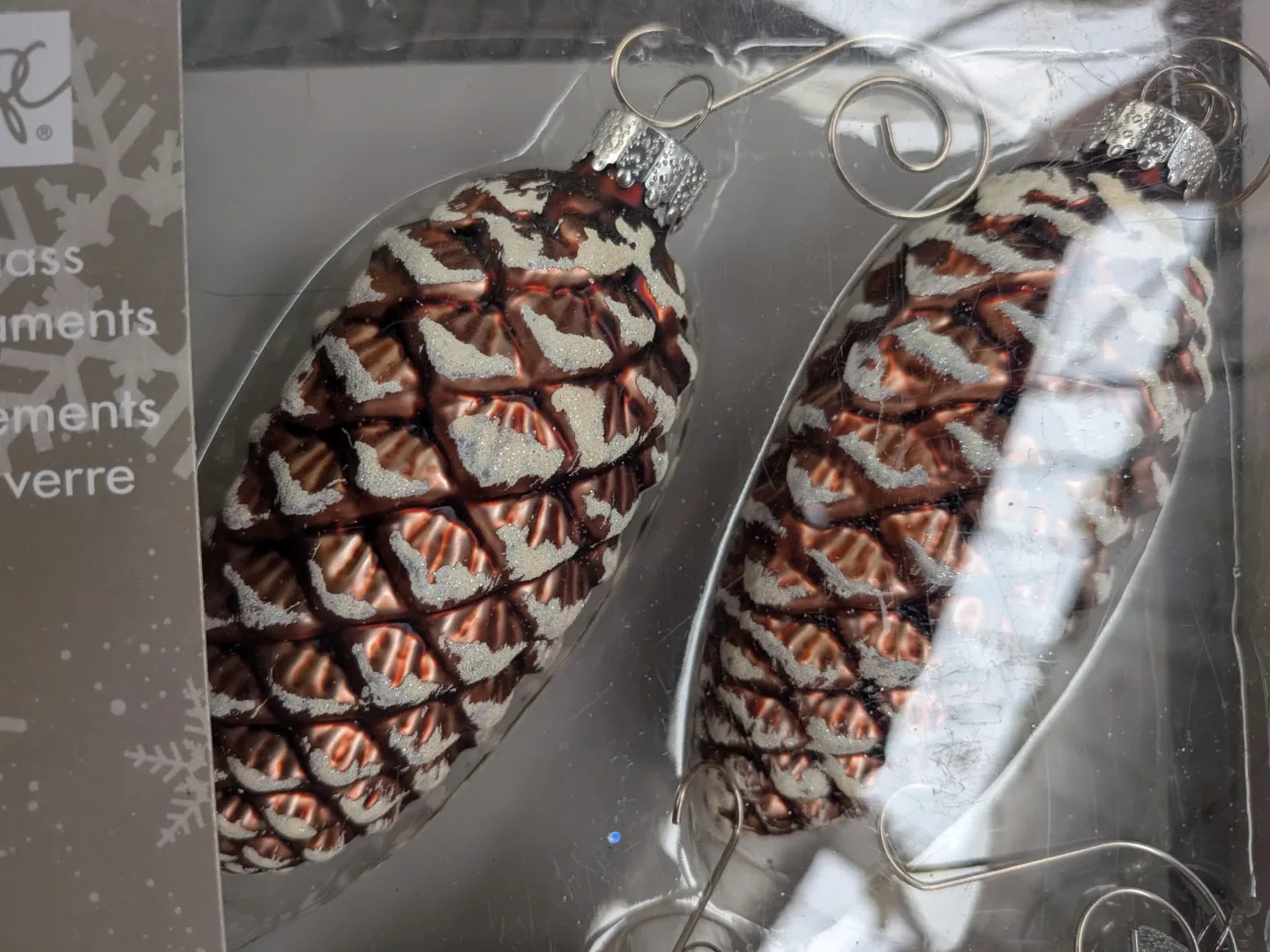 Christmas Ornaments - Pinecone & Metal House New in pkg image indicator(4)