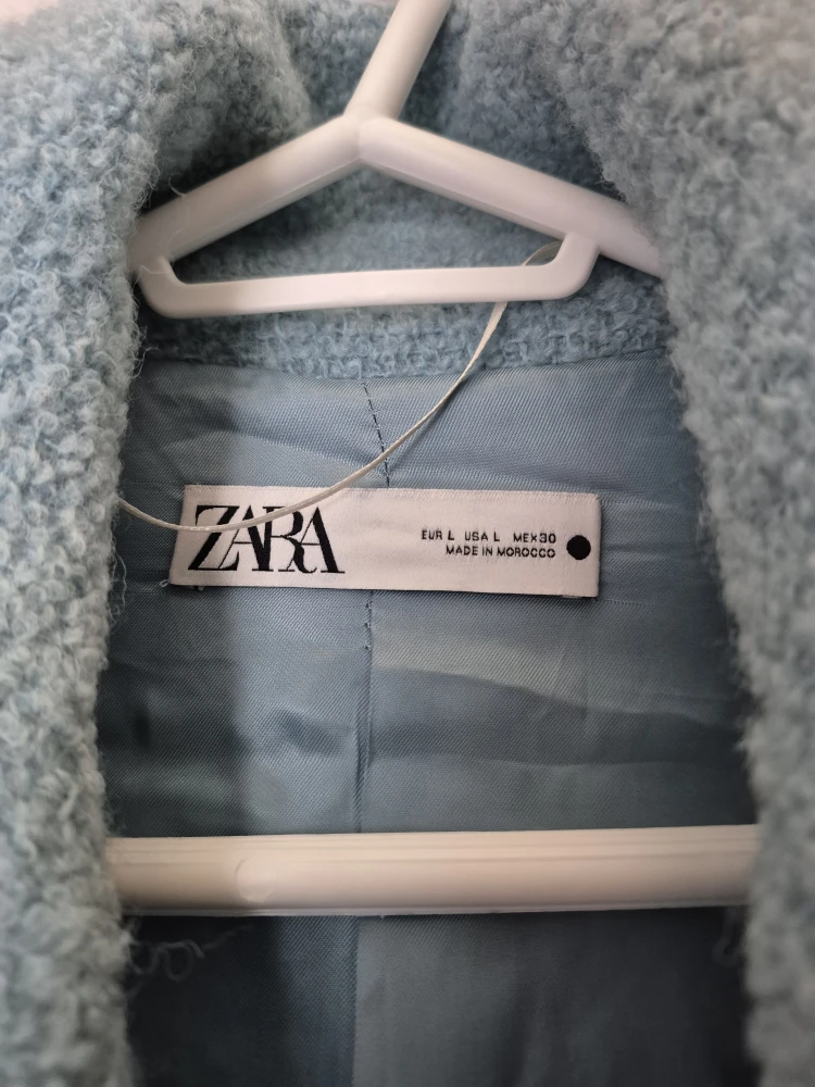Zara Blue Boucle Wool Blend Coat - Size L - photo 3
