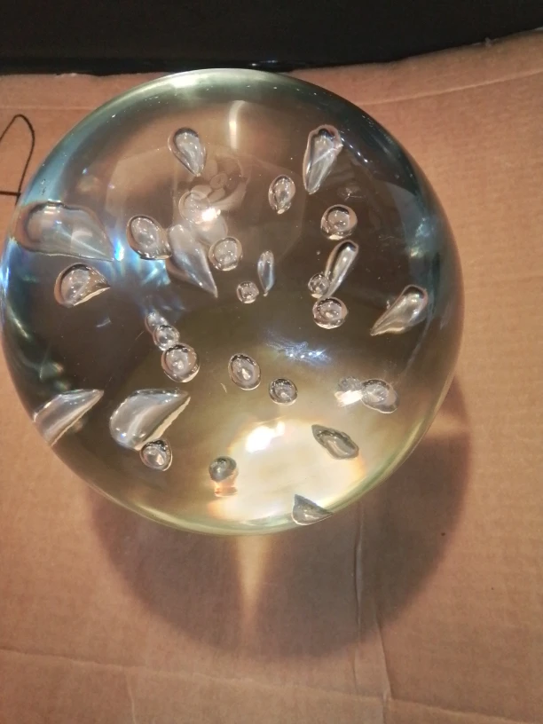 Modernist & Large Clear Controlled Bubbles Art Glass Ball 8" - photo 2