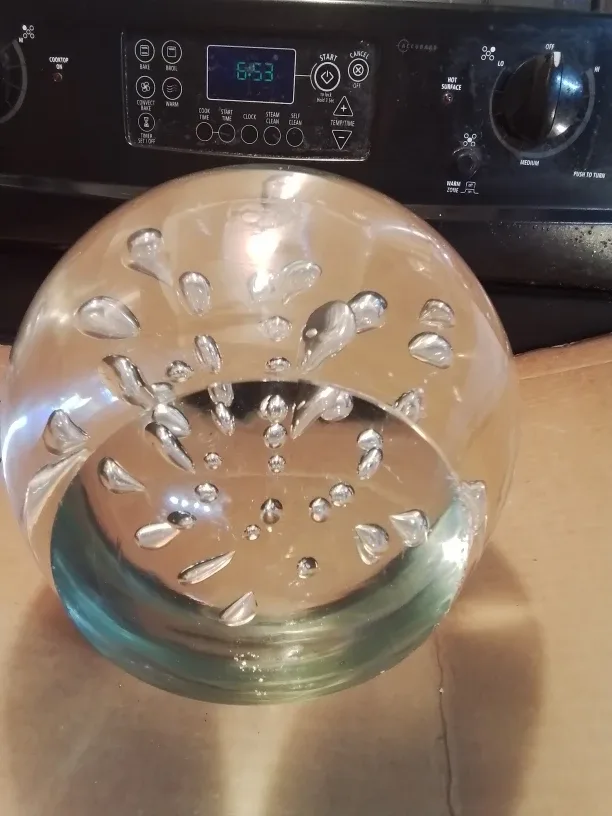 Modernist & Large Clear Controlled Bubbles Art Glass Ball 8" image indicator(6)