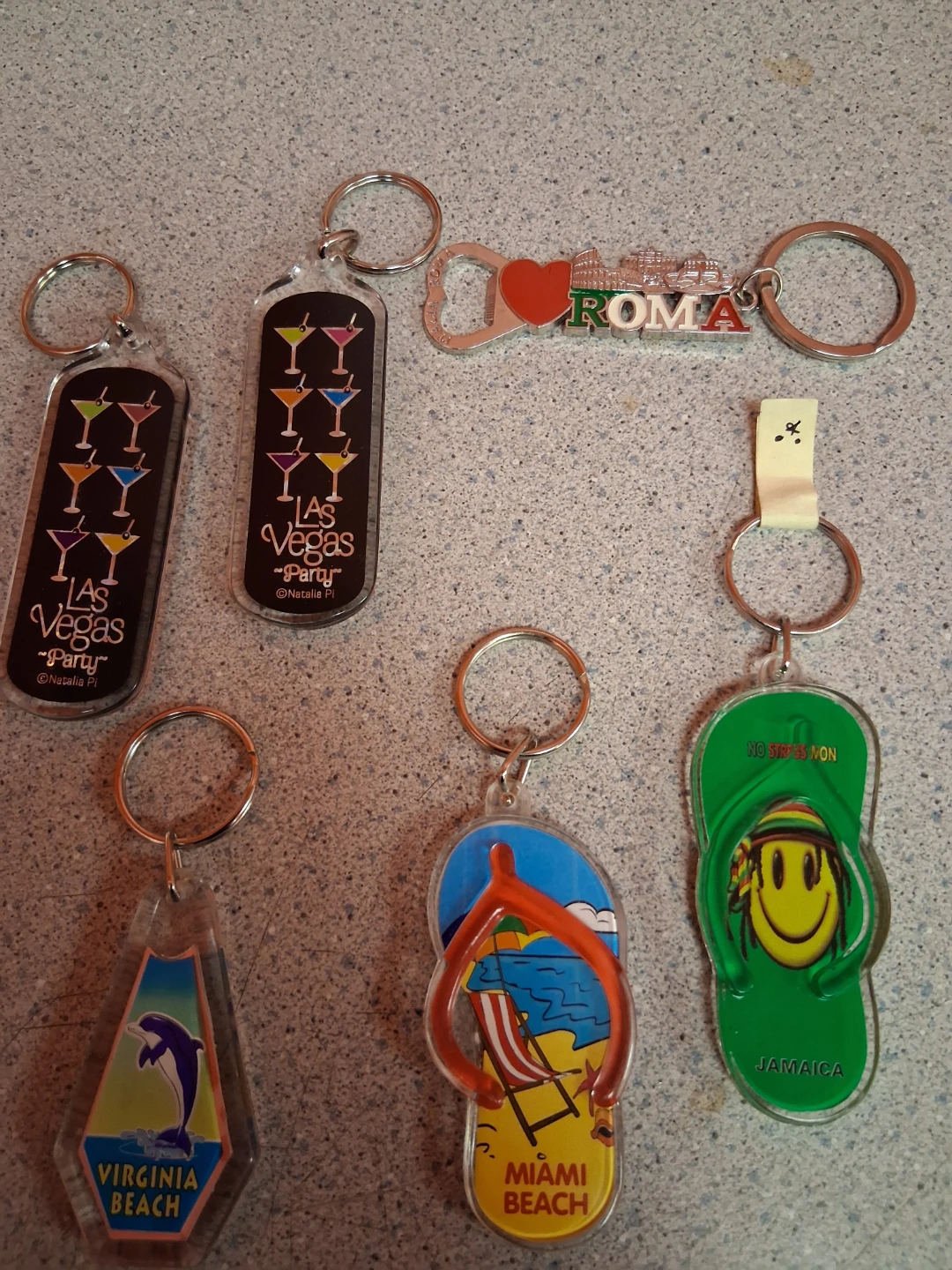 Souvenir Keychains - Las Vegas, Rome, Miami, Jamaica