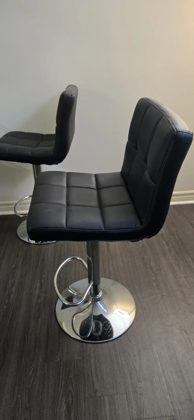 Pair of Black Adjustable Bar Stools