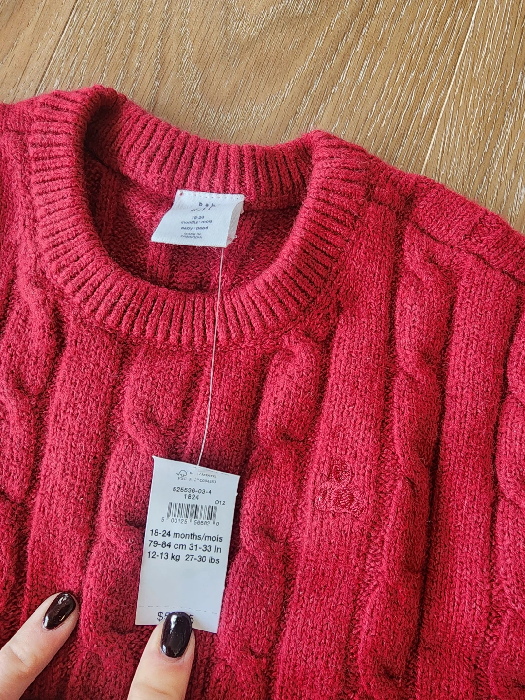 NWT Baby Gap Red Cable-Knit Sweater (18-24 Months) - photo 2