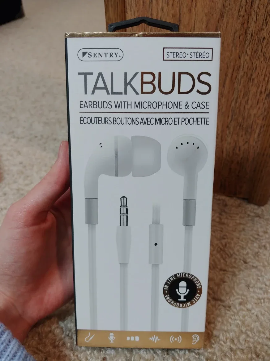 Sentry Talkbuds Earbuds with Microphone & Case - New